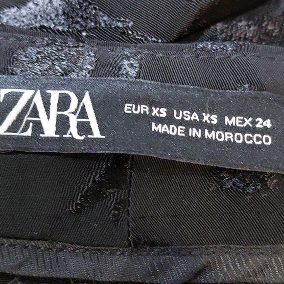 Zara Black Floral Jacquard Wide-Leg Pants - Picture 8 of 8